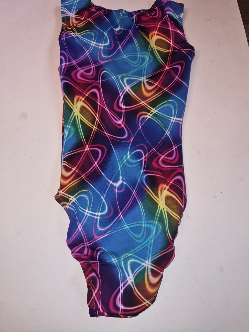 Girls' Neon Swirl Bodysuit gymnastics Kids Size Large Multicolor Pink